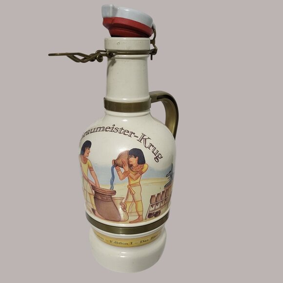 Vintage Braumeister-Krug Ceramic Beer Stein Jug Pitcher Plastic Handle Flip Top - Picture 1 of 16